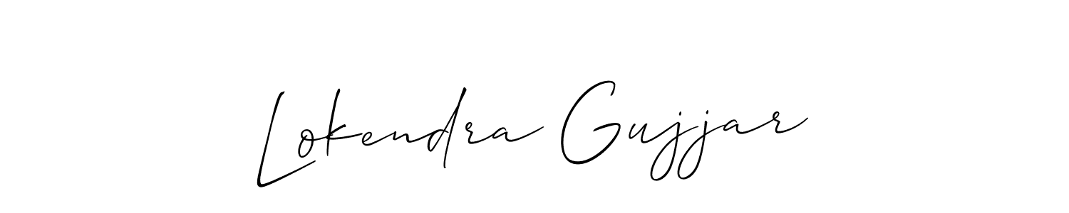 Make a beautiful signature design for name Lokendra Gujjar. With this signature (Allison_Script) style, you can create a handwritten signature for free. Lokendra Gujjar signature style 2 images and pictures png