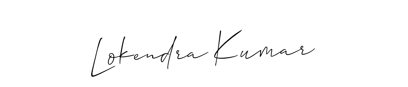 The best way (Allison_Script) to make a short signature is to pick only two or three words in your name. The name Lokendra Kumar include a total of six letters. For converting this name. Lokendra Kumar signature style 2 images and pictures png