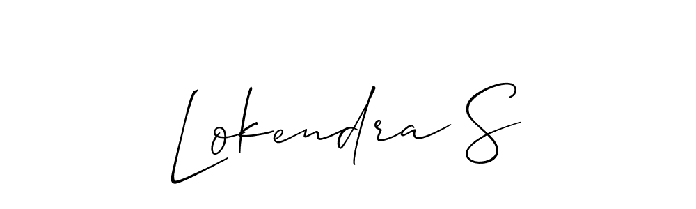 The best way (Allison_Script) to make a short signature is to pick only two or three words in your name. The name Lokendra S include a total of six letters. For converting this name. Lokendra S signature style 2 images and pictures png