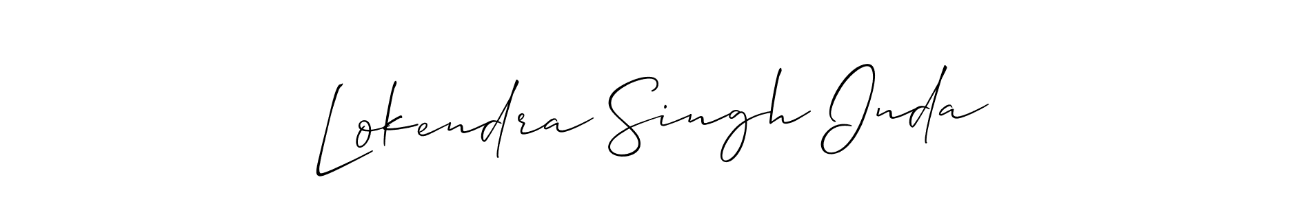 The best way (Allison_Script) to make a short signature is to pick only two or three words in your name. The name Lokendra Singh Inda include a total of six letters. For converting this name. Lokendra Singh Inda signature style 2 images and pictures png