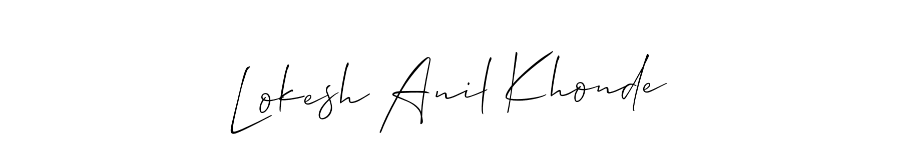 if you are searching for the best signature style for your name Lokesh Anil Khonde. so please give up your signature search. here we have designed multiple signature styles  using Allison_Script. Lokesh Anil Khonde signature style 2 images and pictures png