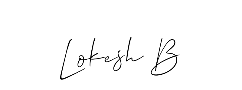 How to make Lokesh B name signature. Use Allison_Script style for creating short signs online. This is the latest handwritten sign. Lokesh B signature style 2 images and pictures png