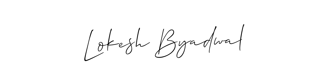 Create a beautiful signature design for name Lokesh Byadwal. With this signature (Allison_Script) fonts, you can make a handwritten signature for free. Lokesh Byadwal signature style 2 images and pictures png