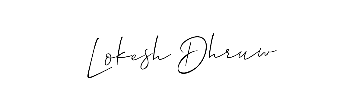 You should practise on your own different ways (Allison_Script) to write your name (Lokesh Dhruw) in signature. don't let someone else do it for you. Lokesh Dhruw signature style 2 images and pictures png