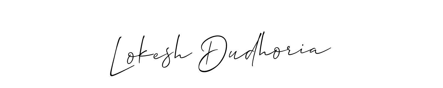 Allison_Script is a professional signature style that is perfect for those who want to add a touch of class to their signature. It is also a great choice for those who want to make their signature more unique. Get Lokesh Dudhoria name to fancy signature for free. Lokesh Dudhoria signature style 2 images and pictures png