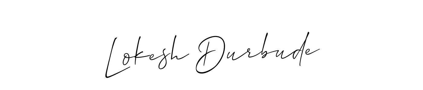 The best way (Allison_Script) to make a short signature is to pick only two or three words in your name. The name Lokesh Durbude include a total of six letters. For converting this name. Lokesh Durbude signature style 2 images and pictures png