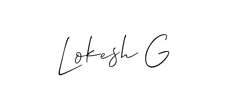 Also we have Lokesh G name is the best signature style. Create professional handwritten signature collection using Allison_Script autograph style. Lokesh G signature style 2 images and pictures png
