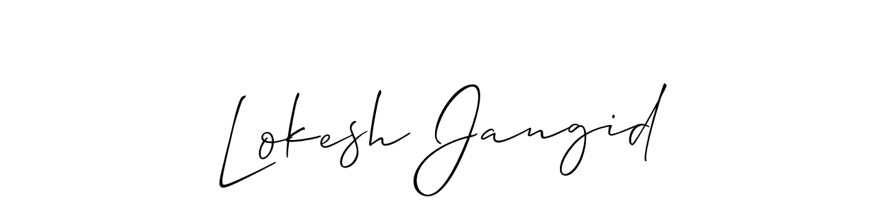 Make a beautiful signature design for name Lokesh Jangid. With this signature (Allison_Script) style, you can create a handwritten signature for free. Lokesh Jangid signature style 2 images and pictures png
