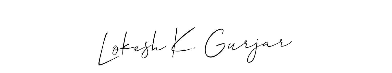 How to make Lokesh K. Gurjar name signature. Use Allison_Script style for creating short signs online. This is the latest handwritten sign. Lokesh K. Gurjar signature style 2 images and pictures png