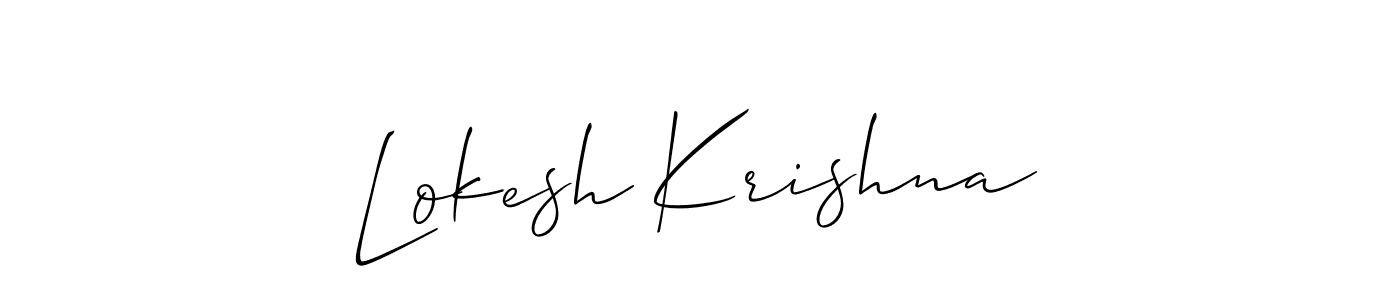 Allison_Script is a professional signature style that is perfect for those who want to add a touch of class to their signature. It is also a great choice for those who want to make their signature more unique. Get Lokesh Krishna name to fancy signature for free. Lokesh Krishna signature style 2 images and pictures png