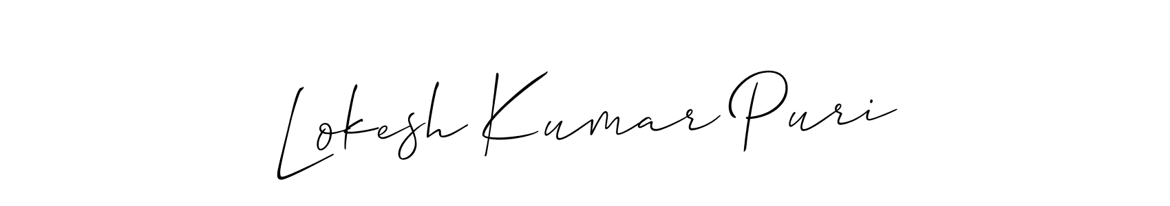 Design your own signature with our free online signature maker. With this signature software, you can create a handwritten (Allison_Script) signature for name Lokesh Kumar Puri. Lokesh Kumar Puri signature style 2 images and pictures png