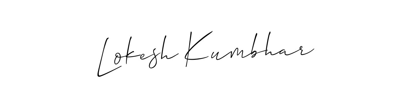It looks lik you need a new signature style for name Lokesh Kumbhar. Design unique handwritten (Allison_Script) signature with our free signature maker in just a few clicks. Lokesh Kumbhar signature style 2 images and pictures png