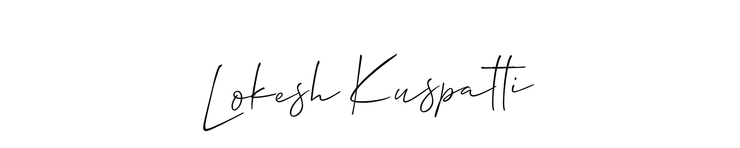 Create a beautiful signature design for name Lokesh Kuspatti. With this signature (Allison_Script) fonts, you can make a handwritten signature for free. Lokesh Kuspatti signature style 2 images and pictures png