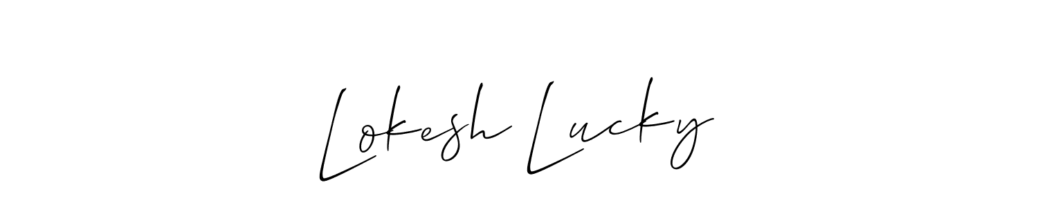 Also we have Lokesh Lucky☞ name is the best signature style. Create professional handwritten signature collection using Allison_Script autograph style. Lokesh Lucky☞ signature style 2 images and pictures png