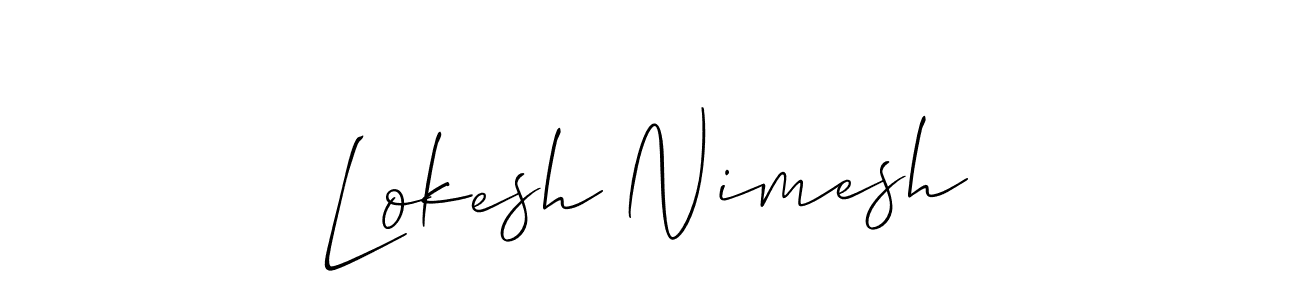 Allison_Script is a professional signature style that is perfect for those who want to add a touch of class to their signature. It is also a great choice for those who want to make their signature more unique. Get Lokesh Nimesh name to fancy signature for free. Lokesh Nimesh signature style 2 images and pictures png