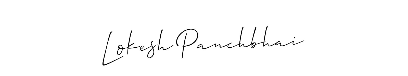 The best way (Allison_Script) to make a short signature is to pick only two or three words in your name. The name Lokesh Panchbhai include a total of six letters. For converting this name. Lokesh Panchbhai signature style 2 images and pictures png