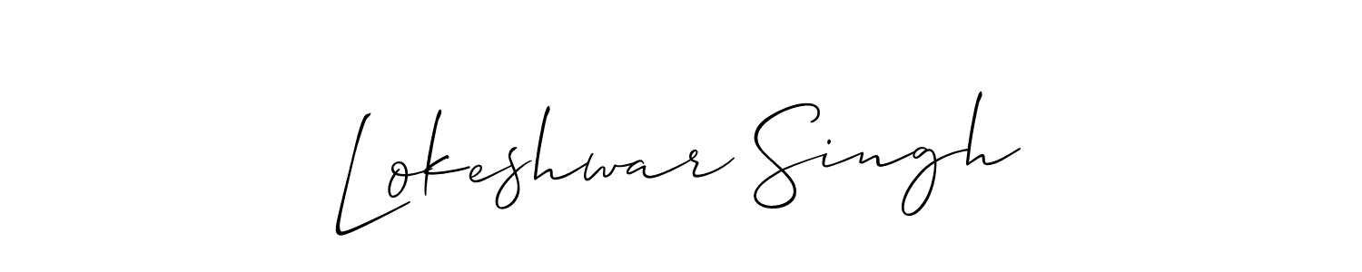 How to make Lokeshwar Singh name signature. Use Allison_Script style for creating short signs online. This is the latest handwritten sign. Lokeshwar Singh signature style 2 images and pictures png