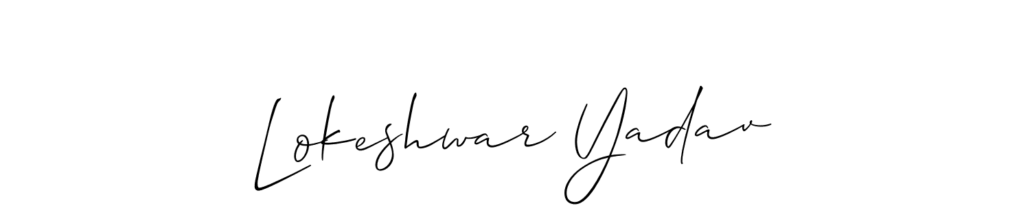 The best way (Allison_Script) to make a short signature is to pick only two or three words in your name. The name Lokeshwar Yadav include a total of six letters. For converting this name. Lokeshwar Yadav signature style 2 images and pictures png