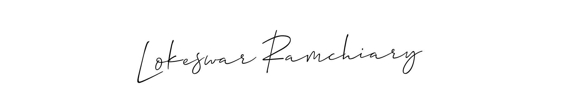 Lokeswar Ramchiary stylish signature style. Best Handwritten Sign (Allison_Script) for my name. Handwritten Signature Collection Ideas for my name Lokeswar Ramchiary. Lokeswar Ramchiary signature style 2 images and pictures png