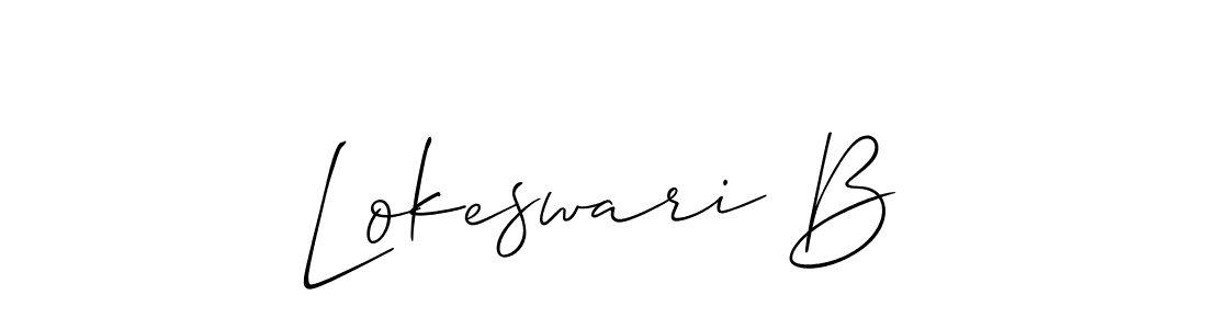 Make a beautiful signature design for name Lokeswari B. With this signature (Allison_Script) style, you can create a handwritten signature for free. Lokeswari B signature style 2 images and pictures png