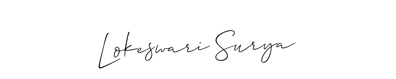 Also we have Lokeswari Surya name is the best signature style. Create professional handwritten signature collection using Allison_Script autograph style. Lokeswari Surya signature style 2 images and pictures png