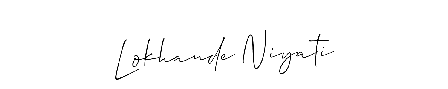 Also You can easily find your signature by using the search form. We will create Lokhande Niyati name handwritten signature images for you free of cost using Allison_Script sign style. Lokhande Niyati signature style 2 images and pictures png