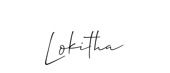 Use a signature maker to create a handwritten signature online. With this signature software, you can design (Allison_Script) your own signature for name Lokitha. Lokitha signature style 2 images and pictures png