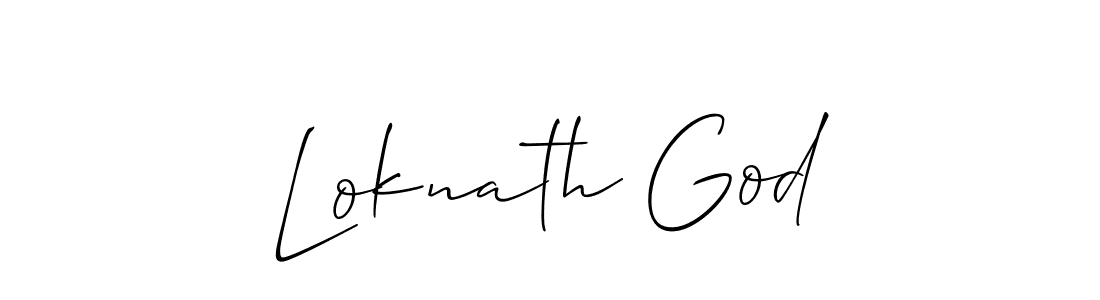 Use a signature maker to create a handwritten signature online. With this signature software, you can design (Allison_Script) your own signature for name Loknath God. Loknath God signature style 2 images and pictures png