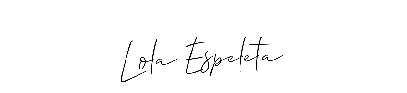 Allison_Script is a professional signature style that is perfect for those who want to add a touch of class to their signature. It is also a great choice for those who want to make their signature more unique. Get Lola Espeleta name to fancy signature for free. Lola Espeleta signature style 2 images and pictures png