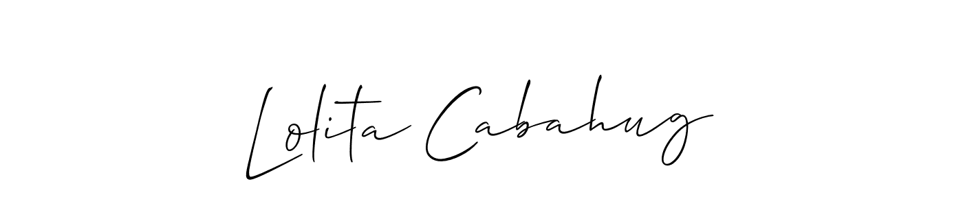How to make Lolita Cabahug signature? Allison_Script is a professional autograph style. Create handwritten signature for Lolita Cabahug name. Lolita Cabahug signature style 2 images and pictures png