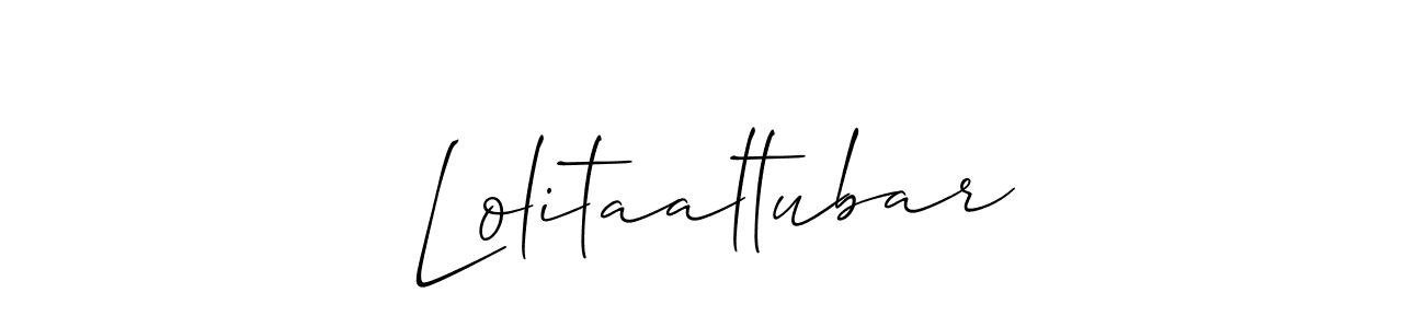 Allison_Script is a professional signature style that is perfect for those who want to add a touch of class to their signature. It is also a great choice for those who want to make their signature more unique. Get Lolitaaltubar name to fancy signature for free. Lolitaaltubar signature style 2 images and pictures png