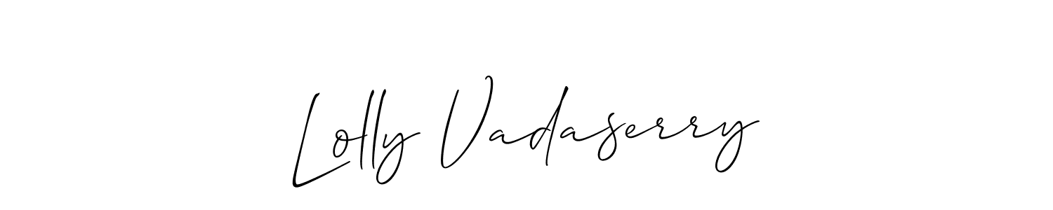 Similarly Allison_Script is the best handwritten signature design. Signature creator online .You can use it as an online autograph creator for name Lolly Vadaserry. Lolly Vadaserry signature style 2 images and pictures png
