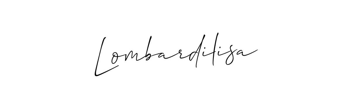 Use a signature maker to create a handwritten signature online. With this signature software, you can design (Allison_Script) your own signature for name Lombardilisa. Lombardilisa signature style 2 images and pictures png
