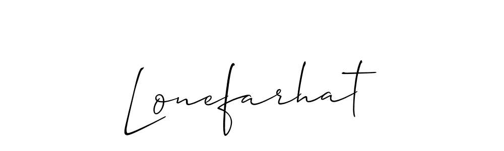 How to make Lonefarhat name signature. Use Allison_Script style for creating short signs online. This is the latest handwritten sign. Lonefarhat signature style 2 images and pictures png