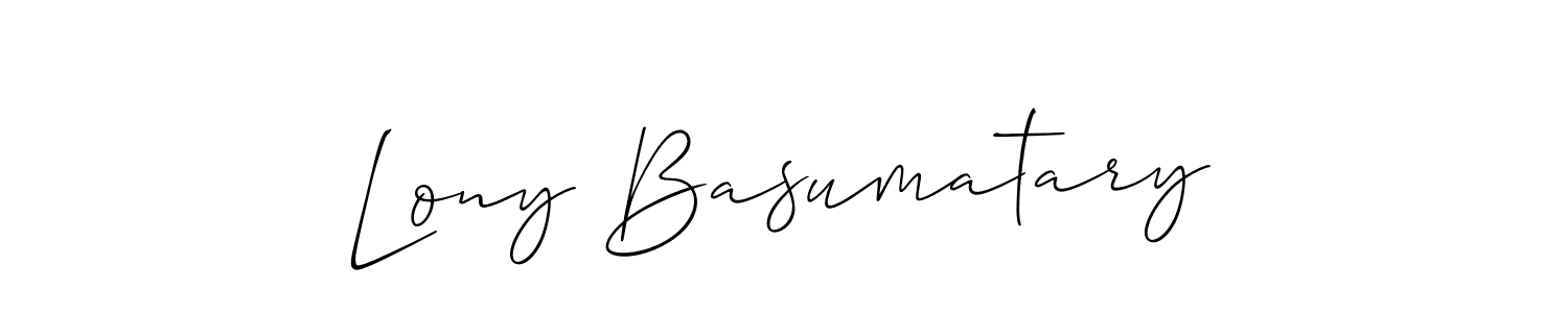 How to make Lony Basumatary name signature. Use Allison_Script style for creating short signs online. This is the latest handwritten sign. Lony Basumatary signature style 2 images and pictures png