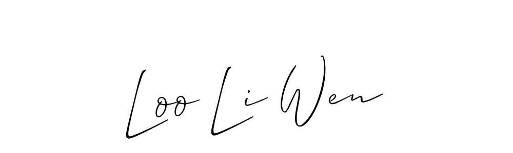 How to make Loo Li Wen name signature. Use Allison_Script style for creating short signs online. This is the latest handwritten sign. Loo Li Wen signature style 2 images and pictures png