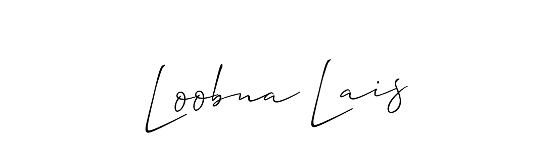 How to make Loobna Lais name signature. Use Allison_Script style for creating short signs online. This is the latest handwritten sign. Loobna Lais signature style 2 images and pictures png