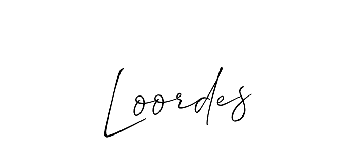 Use a signature maker to create a handwritten signature online. With this signature software, you can design (Allison_Script) your own signature for name Loordes. Loordes signature style 2 images and pictures png