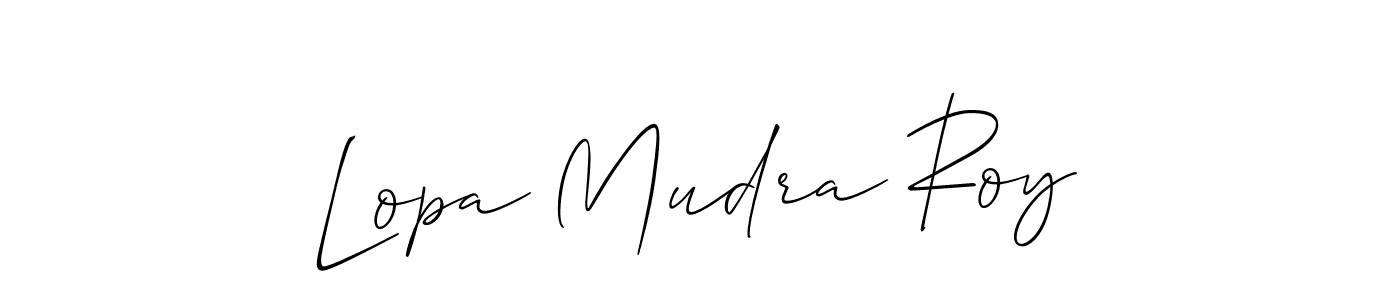 The best way (Allison_Script) to make a short signature is to pick only two or three words in your name. The name Lopa Mudra Roy include a total of six letters. For converting this name. Lopa Mudra Roy signature style 2 images and pictures png