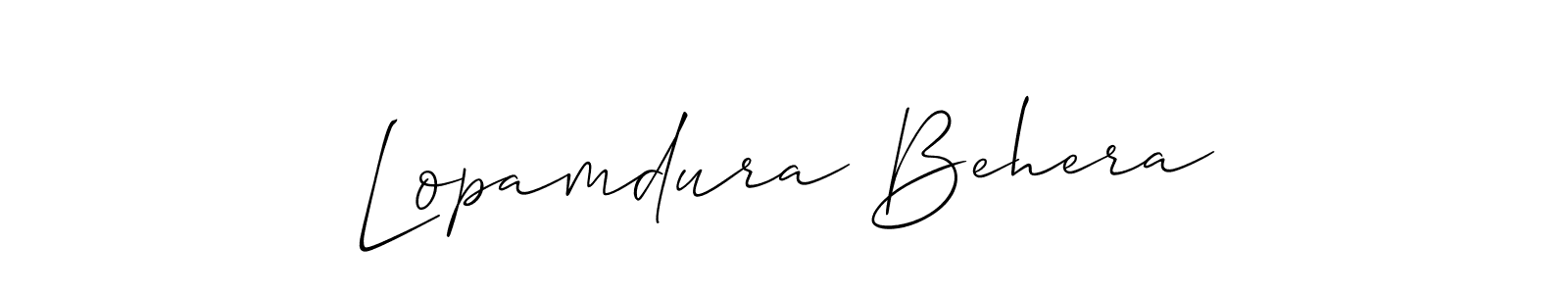It looks lik you need a new signature style for name Lopamdura Behera. Design unique handwritten (Allison_Script) signature with our free signature maker in just a few clicks. Lopamdura Behera signature style 2 images and pictures png