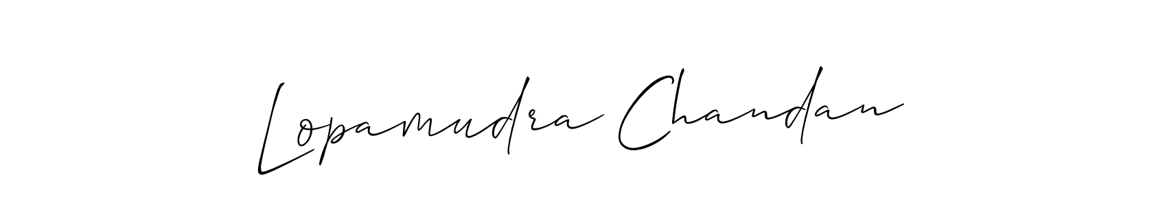 Make a beautiful signature design for name Lopamudra Chandan. With this signature (Allison_Script) style, you can create a handwritten signature for free. Lopamudra Chandan signature style 2 images and pictures png