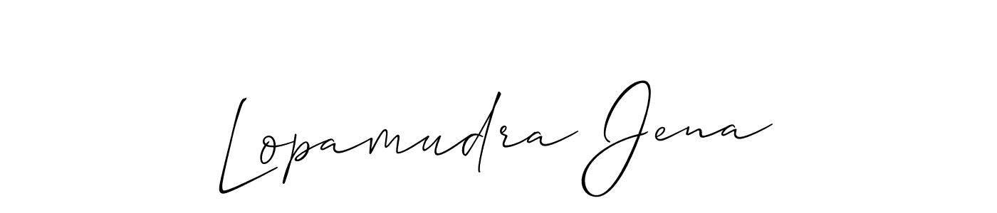 How to make Lopamudra Jena name signature. Use Allison_Script style for creating short signs online. This is the latest handwritten sign. Lopamudra Jena signature style 2 images and pictures png