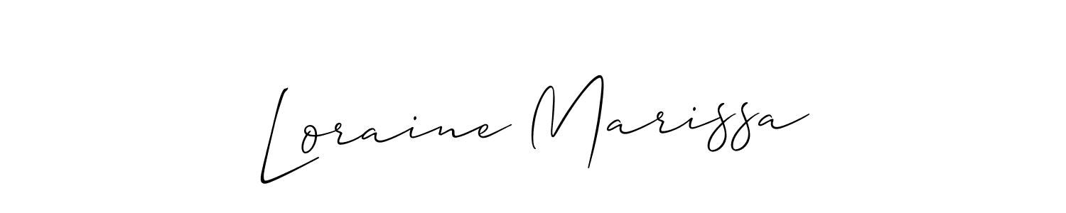 if you are searching for the best signature style for your name Loraine Marissa. so please give up your signature search. here we have designed multiple signature styles  using Allison_Script. Loraine Marissa signature style 2 images and pictures png
