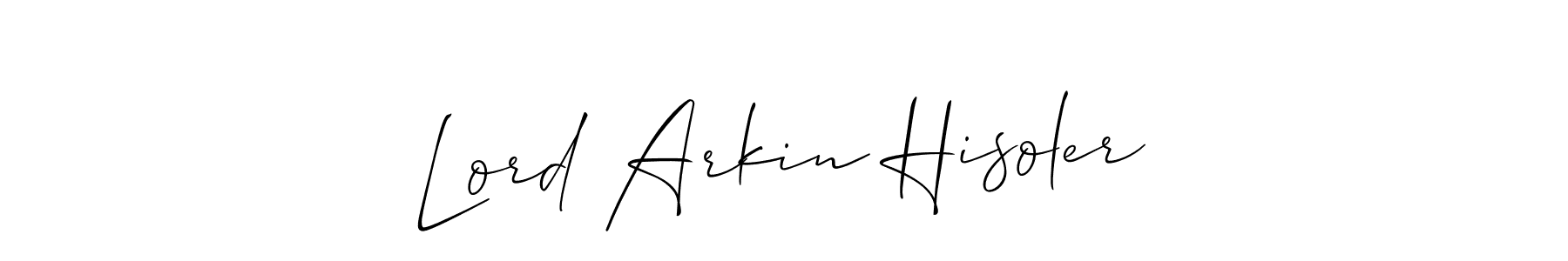 Also You can easily find your signature by using the search form. We will create Lord Arkin Hisoler name handwritten signature images for you free of cost using Allison_Script sign style. Lord Arkin Hisoler signature style 2 images and pictures png