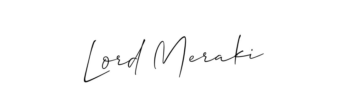 Use a signature maker to create a handwritten signature online. With this signature software, you can design (Allison_Script) your own signature for name Lord Meraki. Lord Meraki signature style 2 images and pictures png