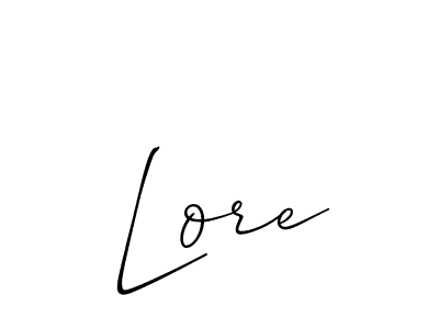 Use a signature maker to create a handwritten signature online. With this signature software, you can design (Allison_Script) your own signature for name Lore. Lore signature style 2 images and pictures png