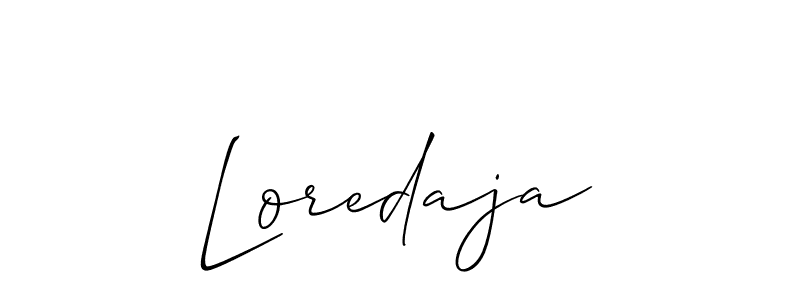 Use a signature maker to create a handwritten signature online. With this signature software, you can design (Allison_Script) your own signature for name Loredaja. Loredaja signature style 2 images and pictures png