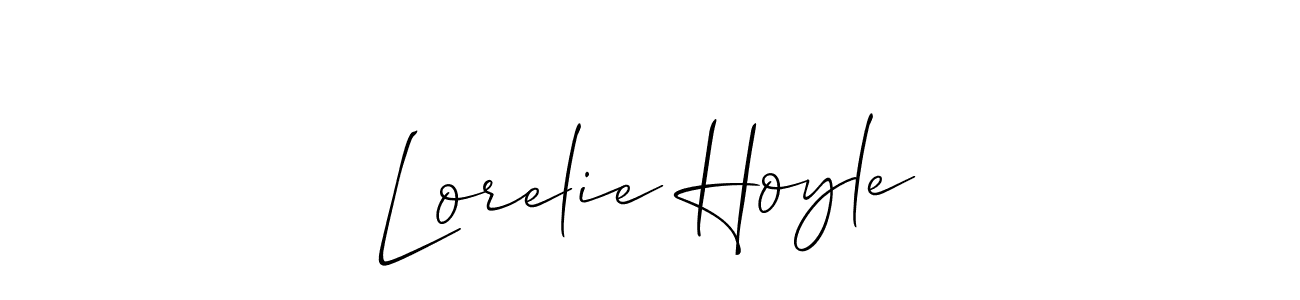 The best way (Allison_Script) to make a short signature is to pick only two or three words in your name. The name Lorelie Hoyle include a total of six letters. For converting this name. Lorelie Hoyle signature style 2 images and pictures png