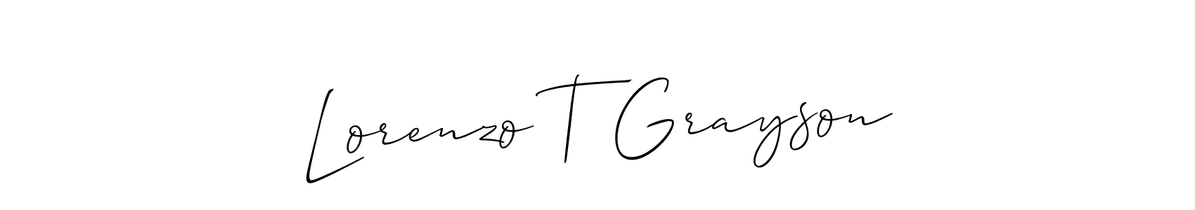 Make a short Lorenzo T Grayson signature style. Manage your documents anywhere anytime using Allison_Script. Create and add eSignatures, submit forms, share and send files easily. Lorenzo T Grayson signature style 2 images and pictures png