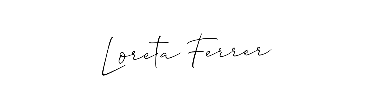 Create a beautiful signature design for name Loreta Ferrer. With this signature (Allison_Script) fonts, you can make a handwritten signature for free. Loreta Ferrer signature style 2 images and pictures png